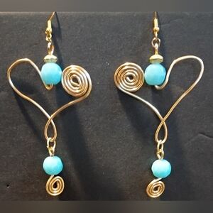 Gold and Turquoise Swirl Earrings